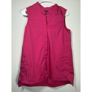 VISION 155 Dillards Hot Pink Sleeveless Button Down Mandarin Collar‎ Y2K Size 6